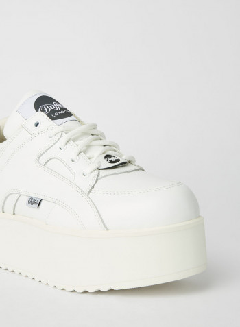 Leather Platform Sneakers White