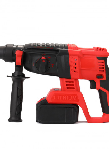 Multifunctional Impact Drill Electric Hammer With Battery And Charger Black & Red 41.00 x 11.00 x 33.00cm