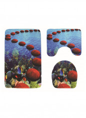 3-Piece Bathroom Flannel Mats Set Multicolour 40x60centimeter