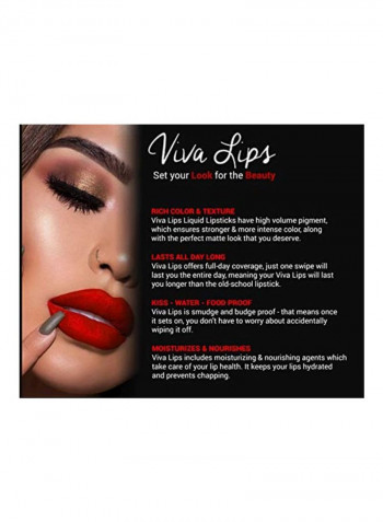Pack Of 10 Liquid Matte Lipstick And Lip Liner Set Red/Pink/Purple