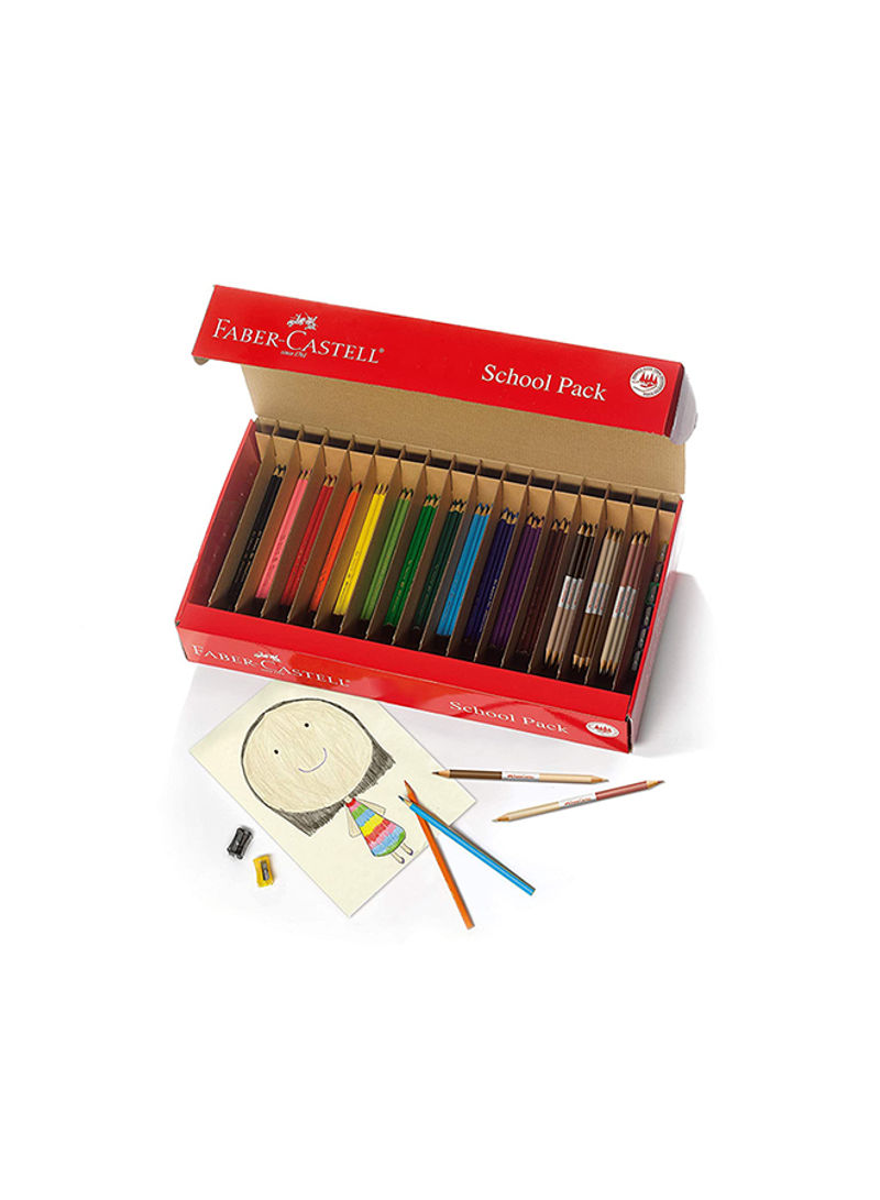 Pack Of 300 School Colored Pencil With 12 Sharpeners Multicolour