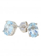 925 Sterling Silver Aquamarine Stud Earrings