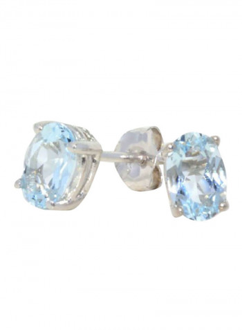 925 Sterling Silver Aquamarine Stud Earrings