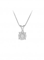 Rhodium Plated 0.25 Ct White Diamond Studded Pendant Necklace