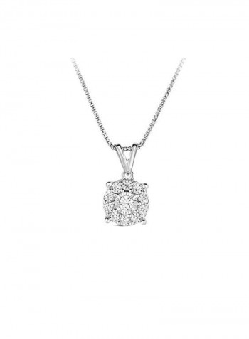 Rhodium Plated 0.25 Ct White Diamond Studded Pendant Necklace