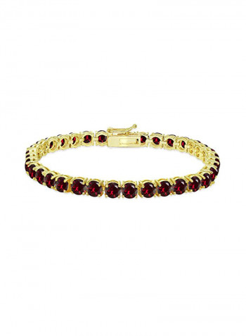 925 Sterling Silver Ruby Studded Tennis Bracelet