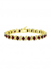 925 Sterling Silver White Topaz And Ruby Studded Tennis Bracelet