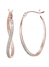 Rose Gold Plated 925 Sterling Silver 0.25 Ct Diamond Studded Hoop Earrings