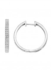 Sterling Silver 0.25 Ct Diamond Studded Hoop Earrings