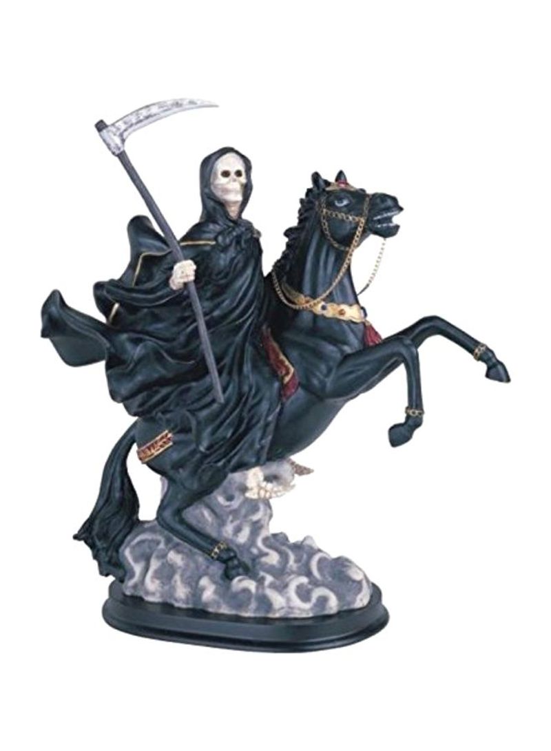 Grim Reaper Riding Horse Statue Blue/White/Gold 12inch
