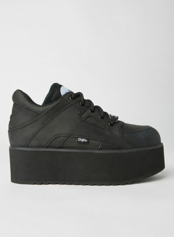 Leather Platform Sneakers Black