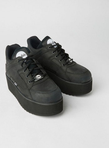 Leather Platform Sneakers Black