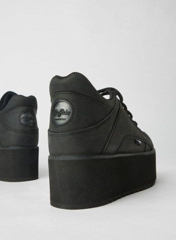 Leather Platform Sneakers Black