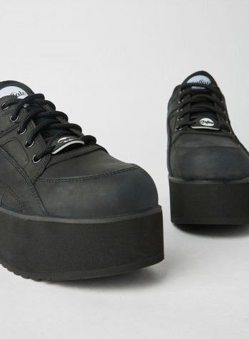 Leather Platform Sneakers Black