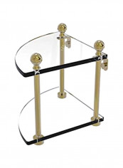 Mambo Collection 2-Tier Corner Glass Shelf Clear/Gold