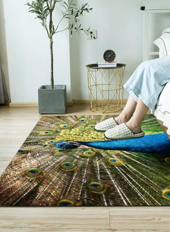1 Piece Rug Soft Rectangle Peacock Print Living Room Bedside Floor Mat multicolour 120*160(W*L)cmcm