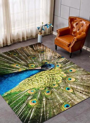 1 Piece Rug Soft Rectangle Peacock Print Living Room Bedside Floor Mat multicolour 120*160(W*L)cmcm