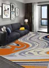 Home Rug Nordic Style Colorful Non-Slip Living Room Bedroom Floor Mat Orange 120*160(W*L)cmcm