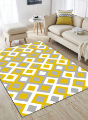 Living Room Floor Simple Geometric Print Rectangle Anti-Skid Rug Yellow 120*160(W*L)cmcm