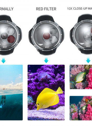 Dome Port Lens Dive Underwater Case Housing For GoPro Hero 7/Hero 6/Hero 5 35meter Black