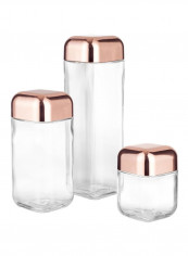 3-Piece Square Storage Jar Set White/Rose Gold reviews 3-Piece Square Storage Jar Set White/Rose Gold