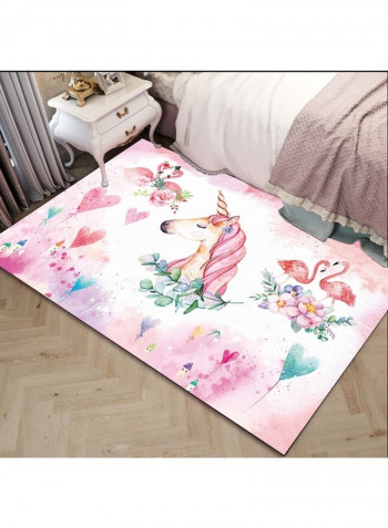 Unicorn Pattern Home Use Non-skid Rug Multicolour 120 x 160cm