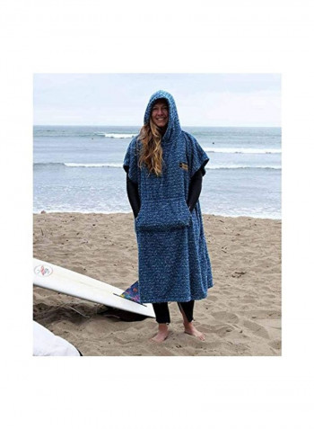 Wetsuit Changing Hooded Robe Blue/White