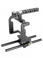 Camera Protector Stabilizer Cage With Top Handle And Baseplate Black/Silver