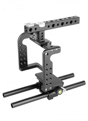 Camera Protector Stabilizer Cage With Top Handle And Baseplate Black/Silver