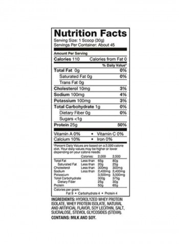 ISO 100 Hydrolyzed Protein Powder - Gourmet Vanilla