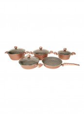 9 Piece Diamond Body Non-Stick Granitec Cookware Set Rose Gold