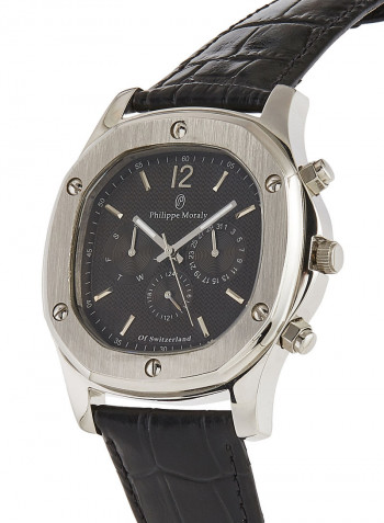 Men's Leather Analog Wrist Watch L1151WBB