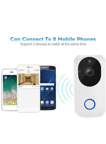 Smart Wifi Visual Doorbell With Indoor Ding-Dong Acceptor White