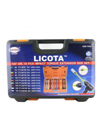 10-Piece Impact Torque Extension Bar Set Multicolour