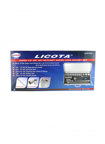 24-Piece Ratchet Super Lock Socket Set Multicolour 45x21x8cm