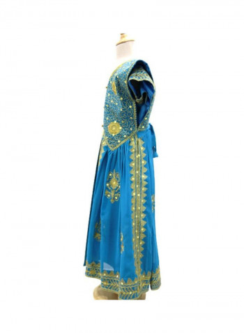 Al Darzy Bahraini Traditional Jalabiya Blue/Gold