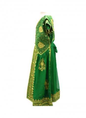 Al Darzy Bahraini Traditional Jalabiya Green/Gold