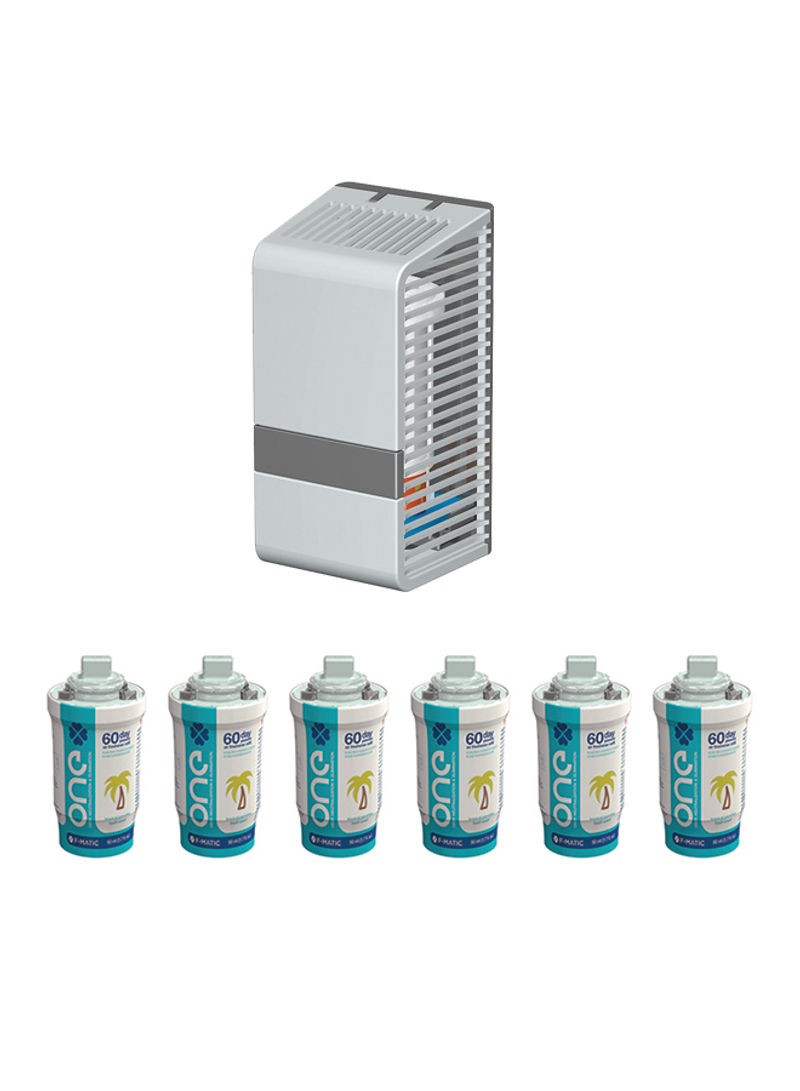 6-Piece Mini Passive Tropical Paradise Air Freshener Refill Case With Dispenser White/Grey 18.5X12X30centimeter