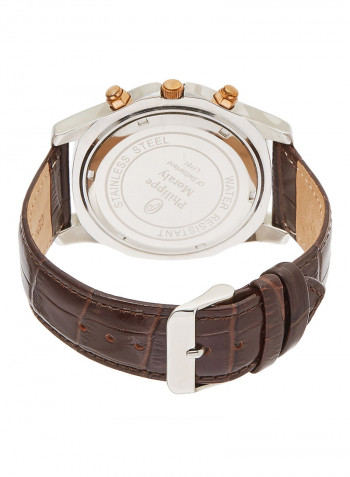 Men's Leather Analog Wrist Watch L1151CRWO