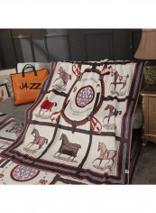 Horse Pattern Multi-Use Throw Blanket Polyester White 200x230centimeter