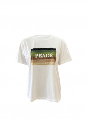 Colourblocked Letter Pattern Casual T-Shirt White