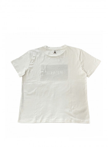 Colourblocked Letter Pattern Casual T-Shirt White