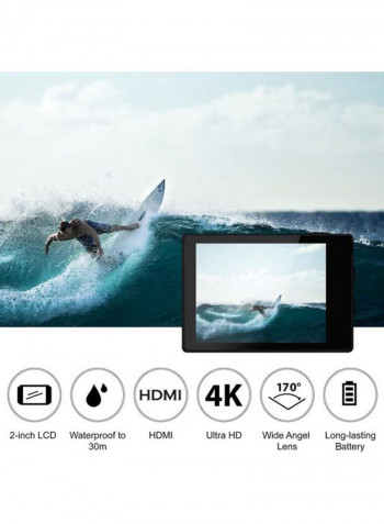 Waterproof Sport 4K Action Camera With WiFi Remote Control 59x41x31millimeter