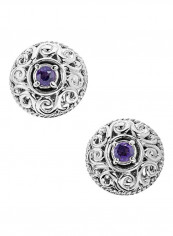 925 Sterling Silver Amethyst Studded Stud Earrings