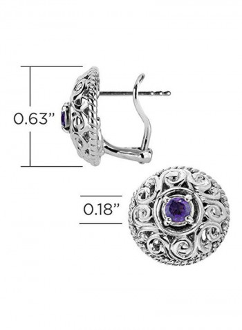 925 Sterling Silver Amethyst Studded Stud Earrings