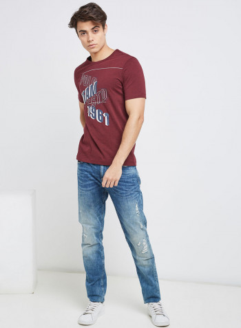 Half Sleeve Maroon Casual T-Shirt Maroon