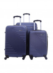 3-Piece Maze 4-Wheel Luggage Trolley Set Navy Blue