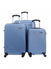 Maze 3-Piece Trolley Luggage Set Light Blue/Black/Silver