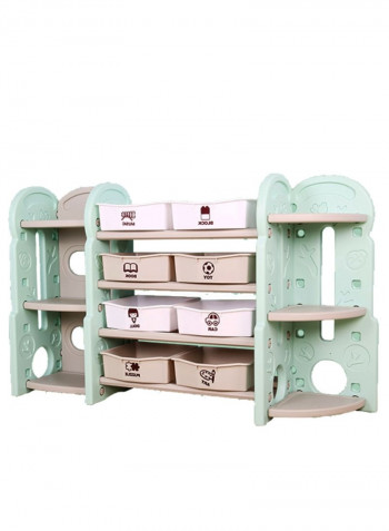 Multipurpose Toy Storage Rack Turquoise/Beige/White 91x36x153cm