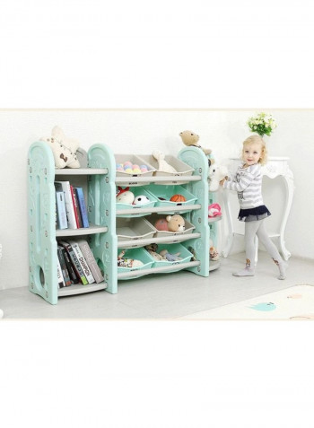 Multipurpose Toy Storage Rack Turquoise/Beige/White 91x36x153cm